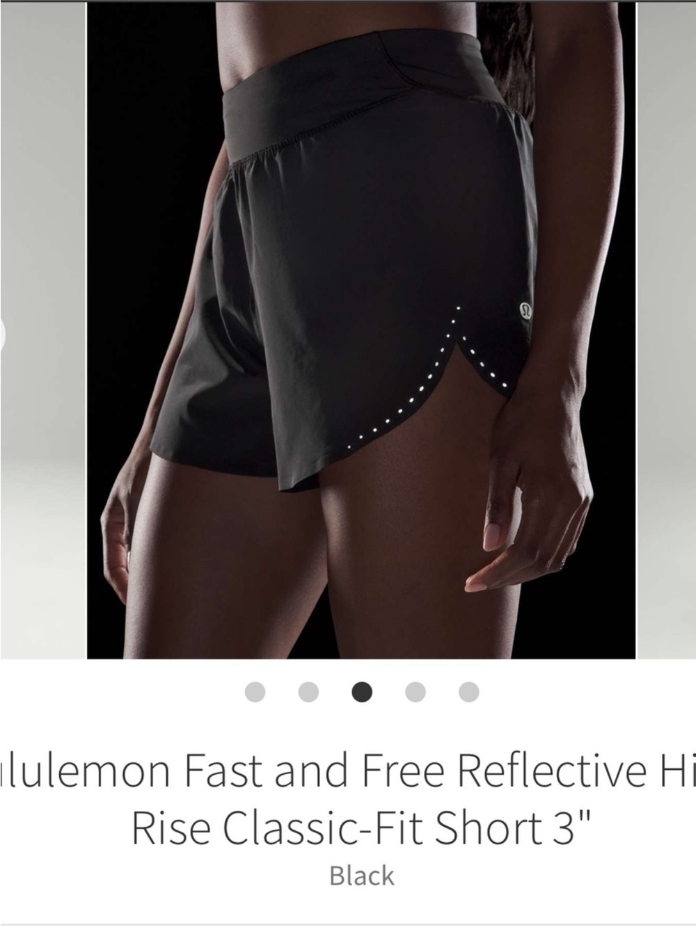Lululemon Fast And Free High Rise Shorts Black 3" Reflective Sz 4